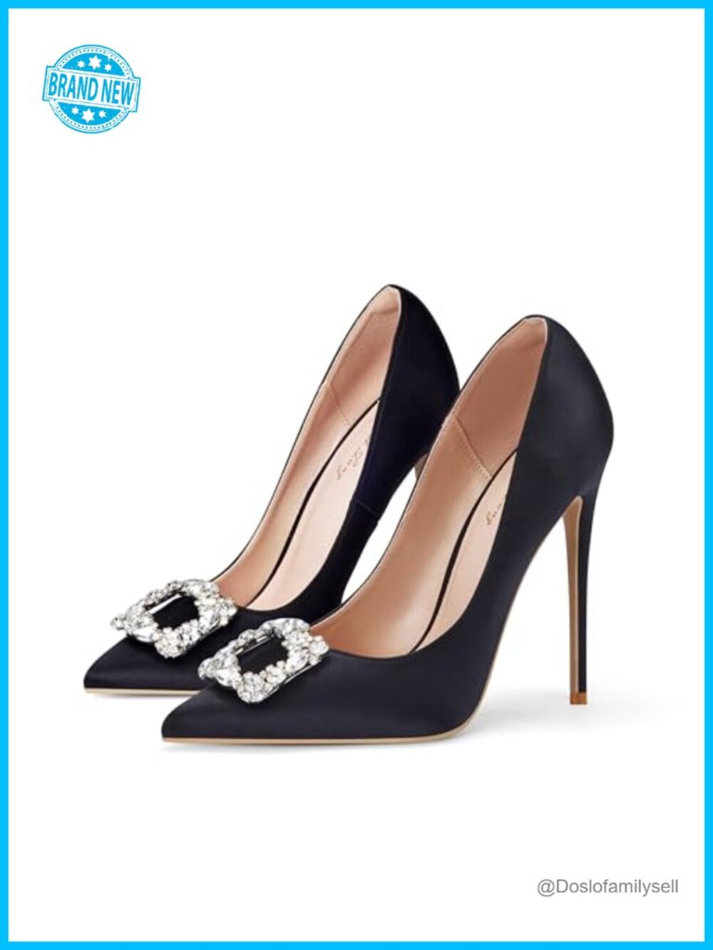 Satin Rhinestone Stiletto Pointed Toe Heels Elegant Wedding Party Pumps